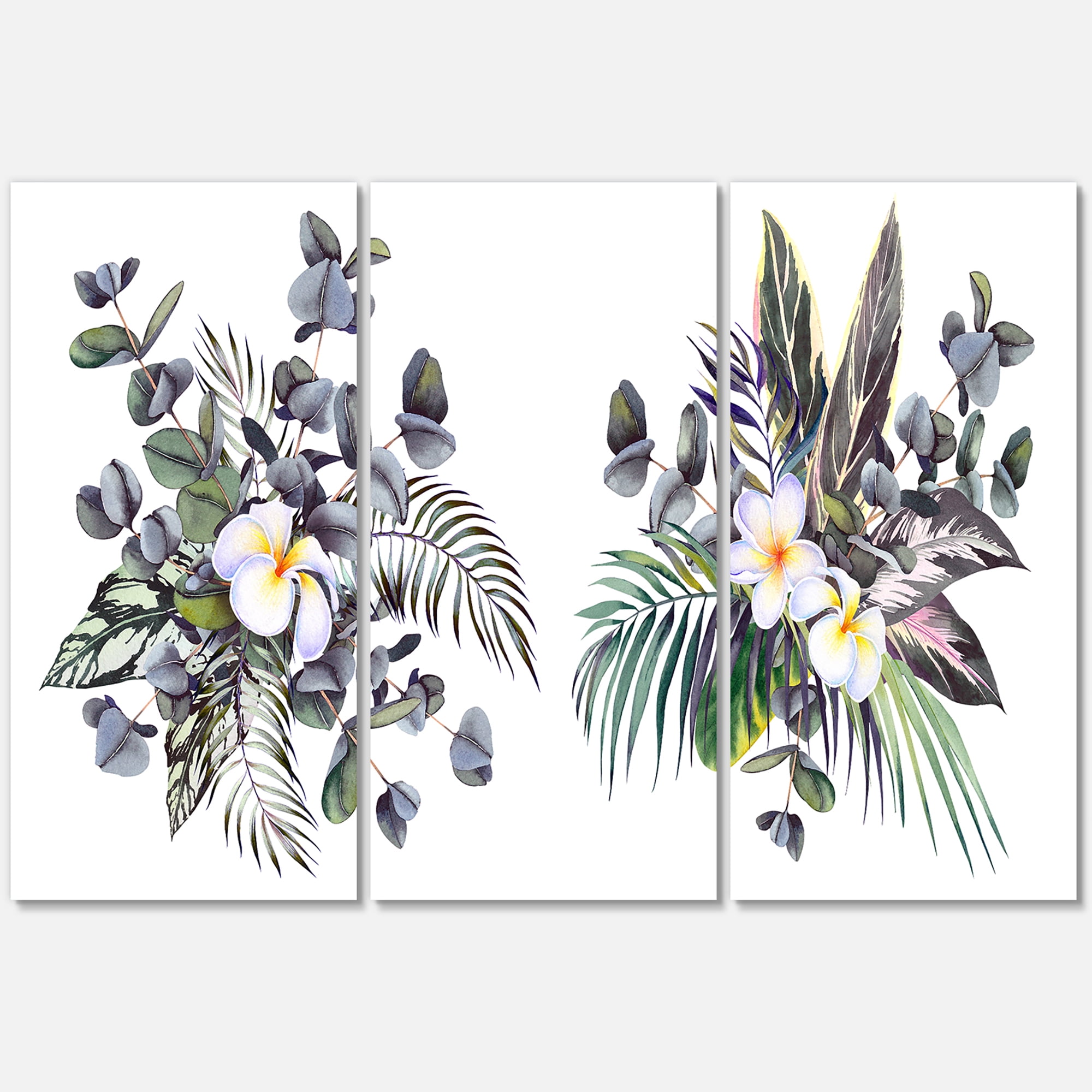 Designart ' Plumeria Frangipani Flowers With Tropical Bouquets ' Traditional Canvas Wall Art Print
