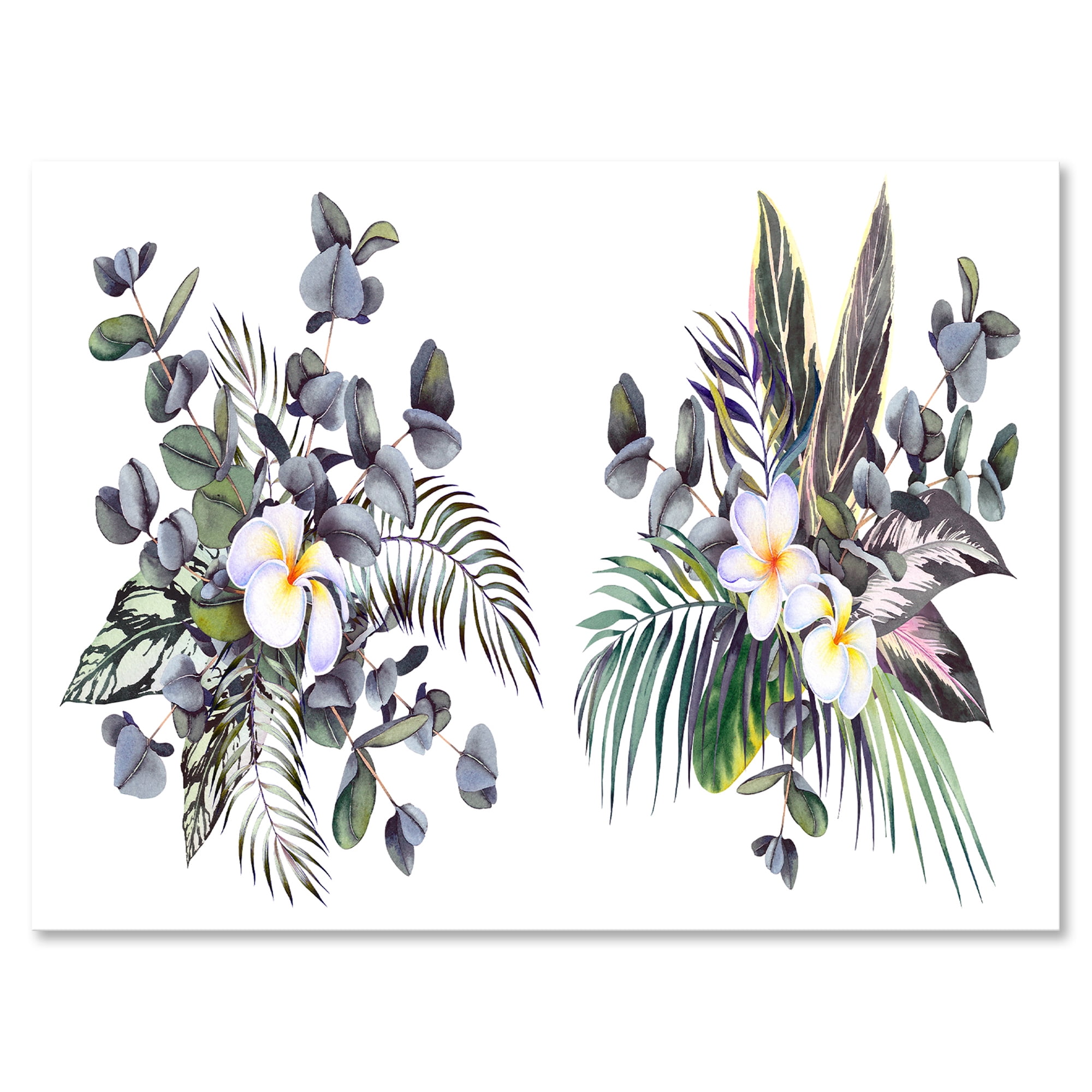 Designart ' Plumeria Frangipani Flowers With Tropical Bouquets ' Traditional Canvas Wall Art Print