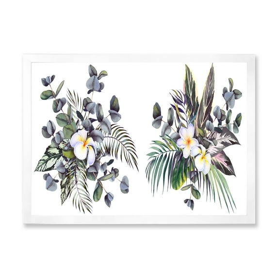 Designart 'Plumeria Frangipani Flowers With Tropical Bouquets' Traditional Framed Art Print