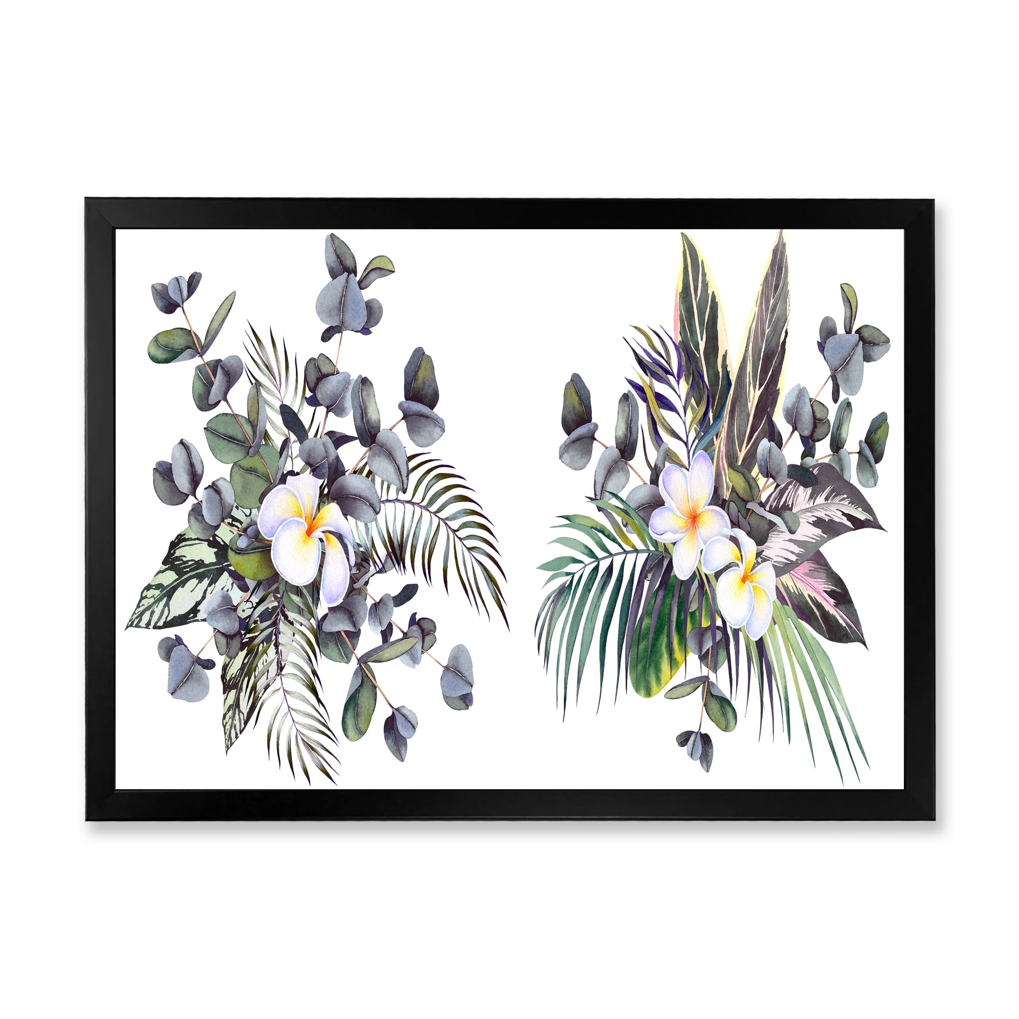 Designart 'Plumeria Frangipani Flowers With Tropical Bouquets' Traditional Framed Art Print