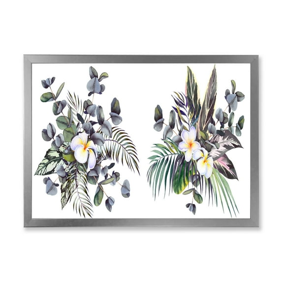 Designart 'Plumeria Frangipani Flowers With Tropical Bouquets' Traditional Framed Art Print