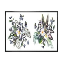 Designart 'Plumeria Frangipani Flowers With Tropical Bouquets' Traditional Framed Canvas Wall Art Print