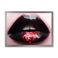 thumbnail image 1 of Designart 'Plump Woman Lips With Pink and Black' Modern Framed Art Print, 1 of 4