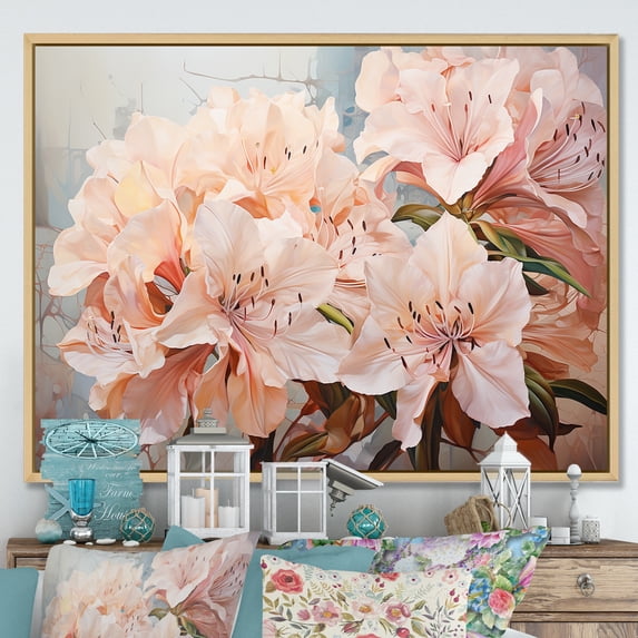 Designart "Poetic Petal Artistry I" Rhododendron Floater Framed Wall Art Prints