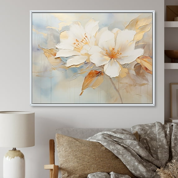 Designart "Poetic Petal Artistry II" Rhododendron Floater Framed Wall Art Living Room