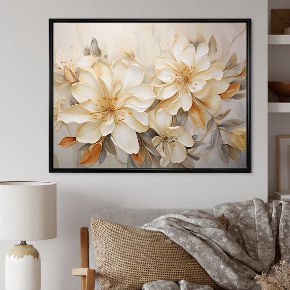 Designart "Poetic Petal Artistry V" Rhododendron Floater Framed Wall Decor