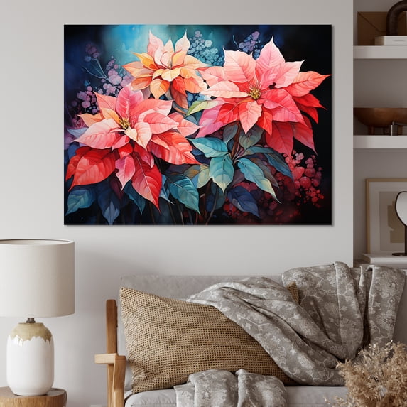 Designart "Poinsettia Flower composition" Floral Canvas Art Print
