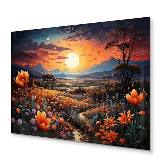 Designart "Pointillism Artistry Western Desert Flowers" Western Metal Wall Art