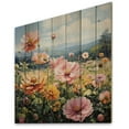thumbnail image 1 of Designart "Pointillism Dot Art Zinnias Field" Floral Print on Natural Pine Wood, 1 of 5