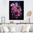 thumbnail image 1 of Designart "Poised Petals Perfumes in Purple" Fashion Framed Wall Art - Glam Purple Perfumes Bedroom Framed Canvas Wall Art, 1 of 6