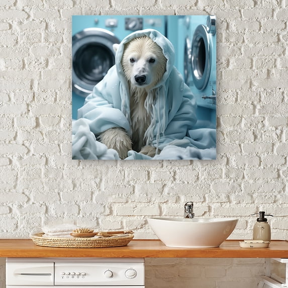 Designart "Polar Bears At Snowy Laundry Day II" Laundry Canvas Art Print
