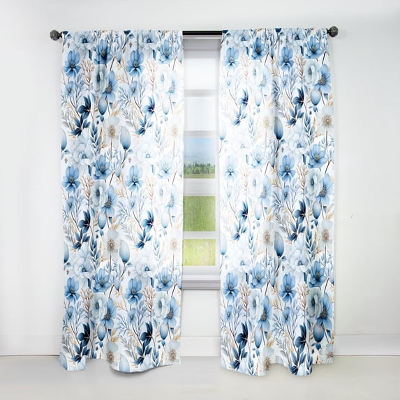Designart "Polar Botanical Beauty II" Botanical Traditional Curtain, Floral Single Panel