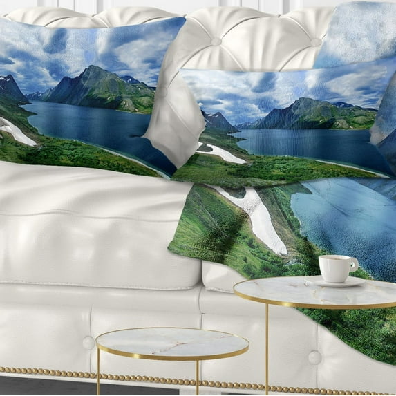 Designart Polar Ural Mountains Panorama - Landscape Printed Throw Pillow - 12x20