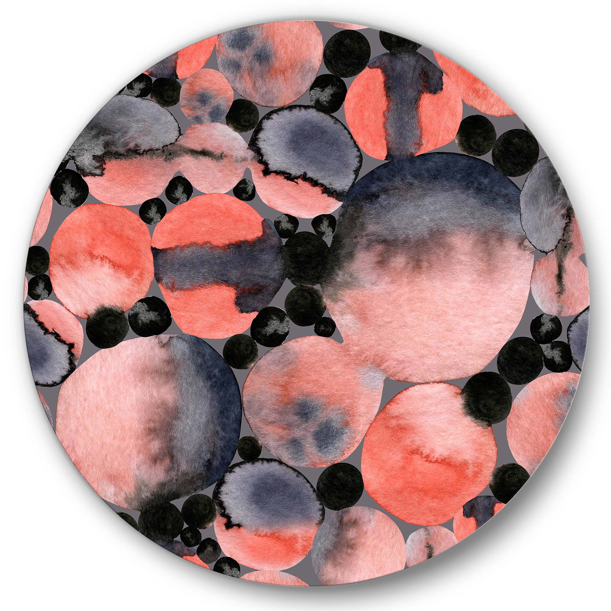 Designart 'Polka Dots Abstract Geometric Art' Modern Circle Metal Wall Art 23x23 - Disc of 23