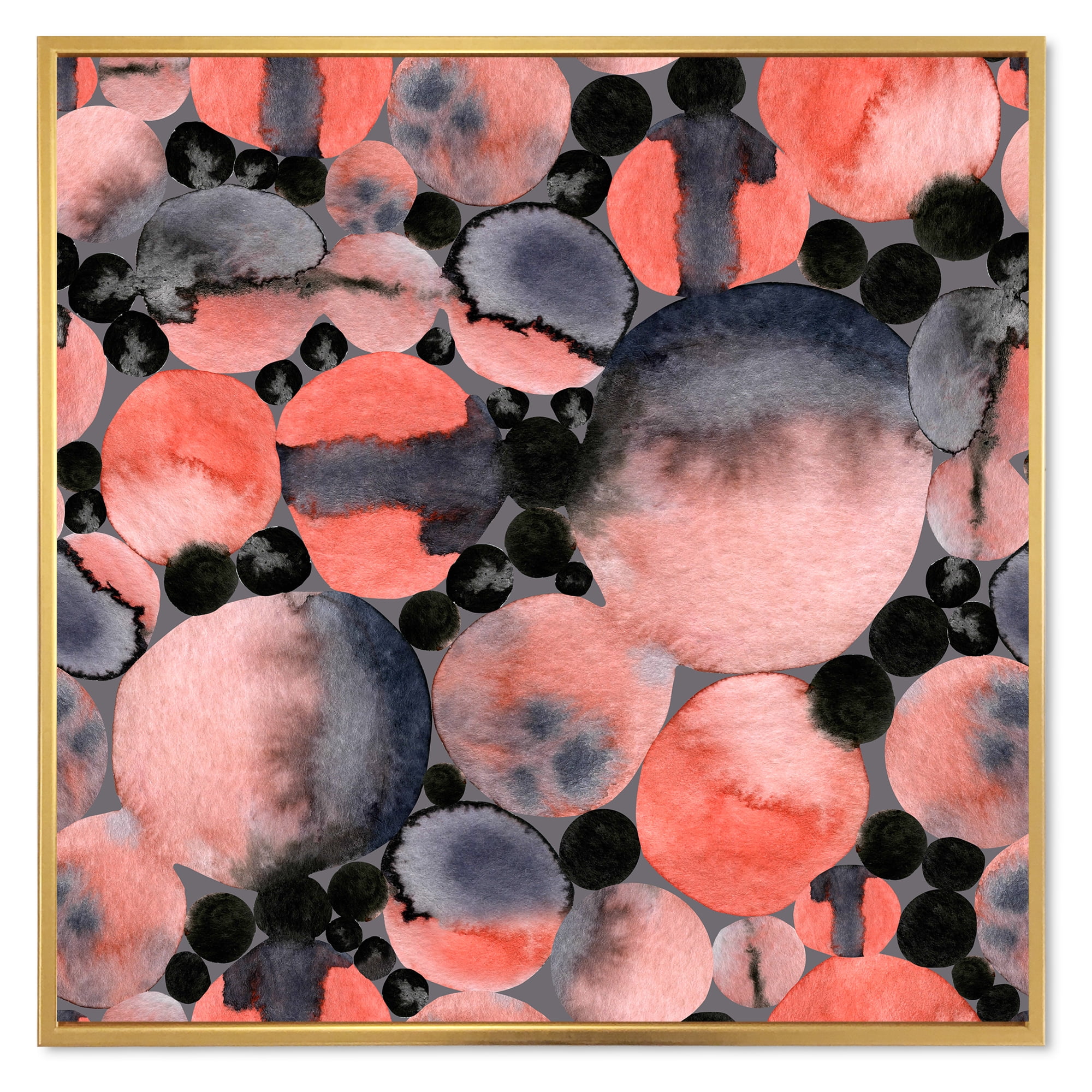 Designart 'Polka Dots Abstract Geometric Art' Modern Framed Canvas Wall Art Print