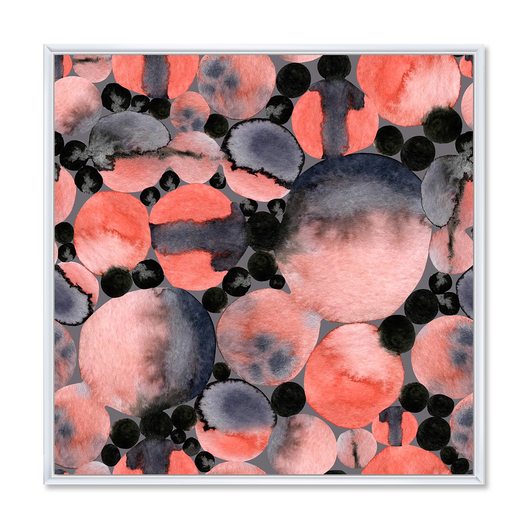 Designart 'Polka Dots Abstract Geometric Art' Modern Framed Canvas Wall Art Print