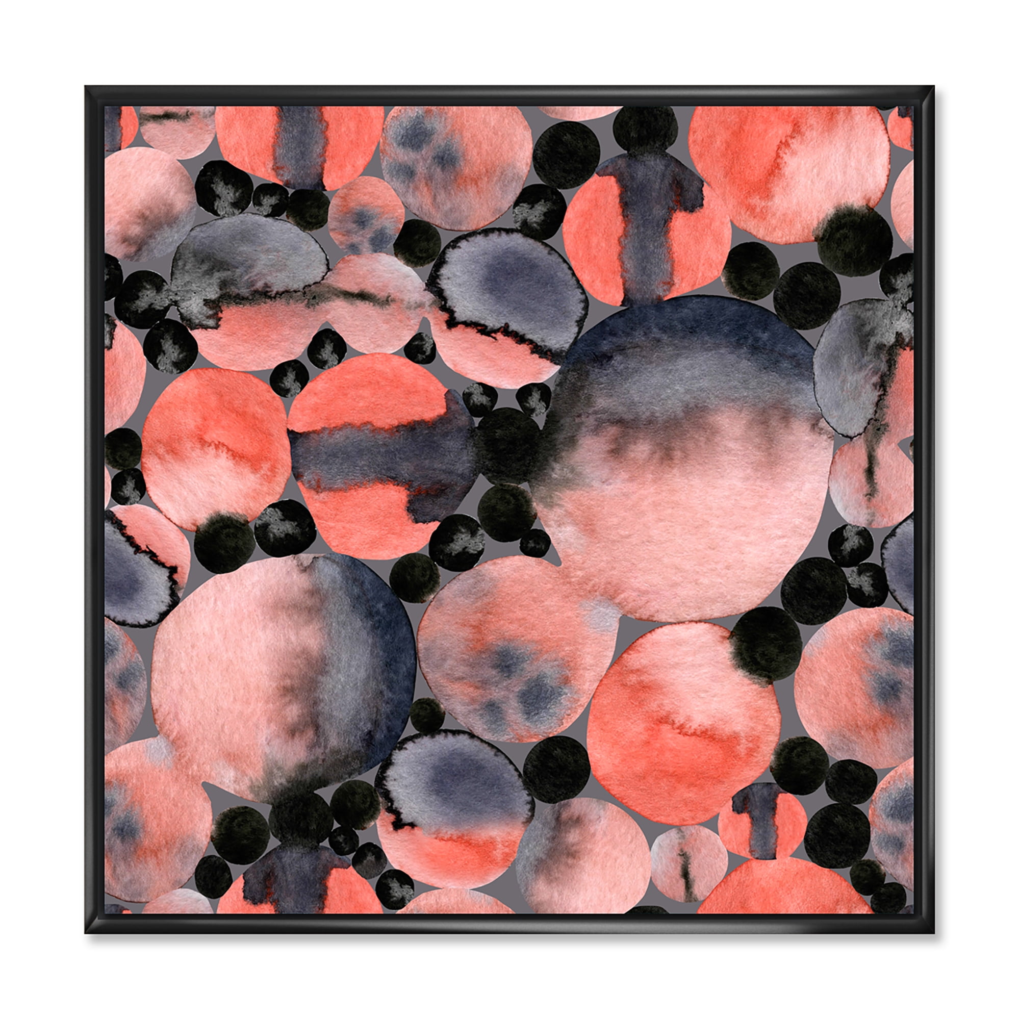 Designart 'Polka Dots Abstract Geometric Art' Modern Framed Canvas Wall Art Print
