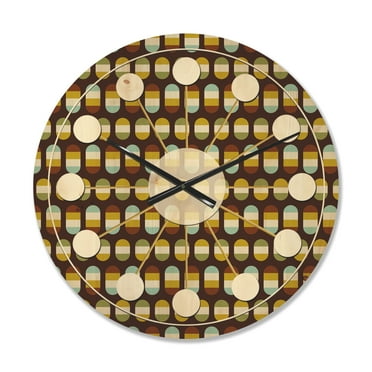 Designart 'Polka Dots Retro Pattern' Mid-Century Modern Wood Wall Clock