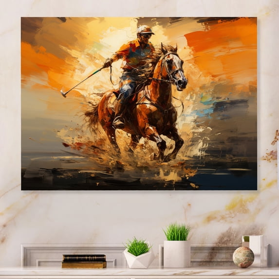 Designart "Polo Sport Country Clubs painting III" Animals Metal Wall Art Prints