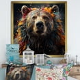 thumbnail image 1 of Designart "Polychromatic Grizzly Bear Charm" Animals Bear Picture Framed Canvas Prints, 1 of 5