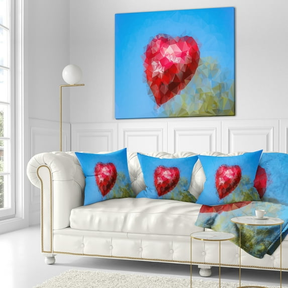 Designart Polygonal Heart against Blue Sky - Abstract Throw Pillow - 16x16