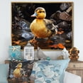 thumbnail image 1 of Designart "Pond Elegance with Yellow and Black Duck" Animals Framed Wall Art - Modern Farmhouse Yellow Duck Entryway Framed Wall Art, 1 of 6