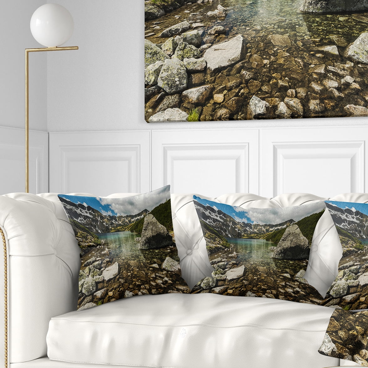Designart Pond in Five Lakes Valley - Landscape Printed Throw Pillow - 18x18