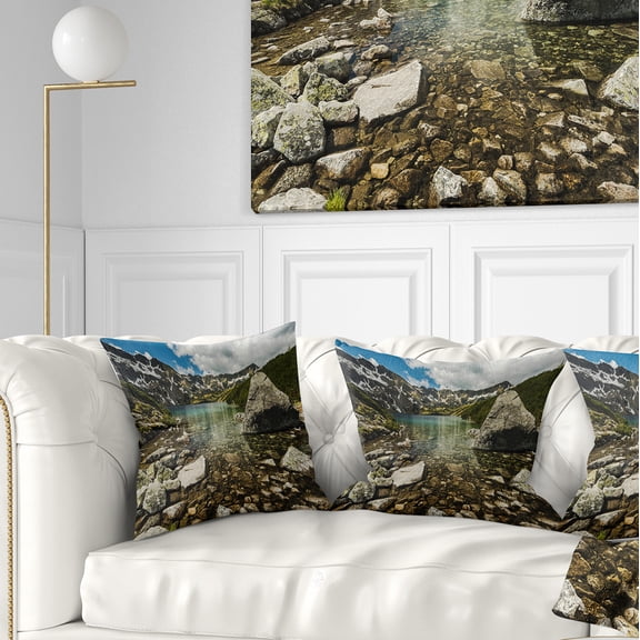 Designart Pond in Five Lakes Valley - Landscape Printed Throw Pillow - 18x18