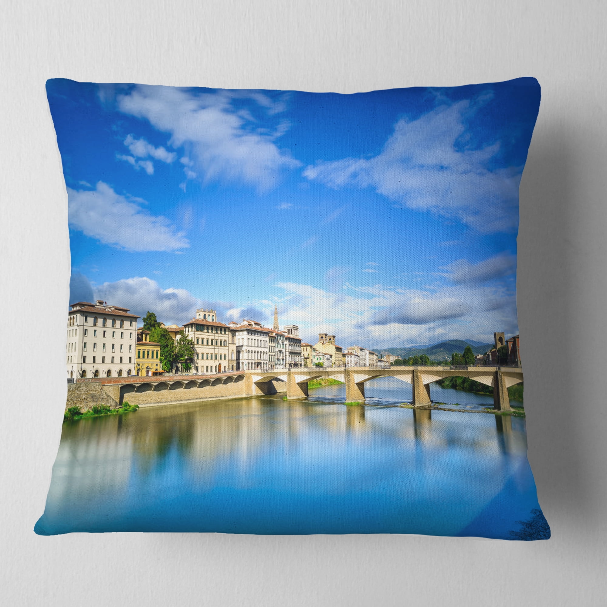 Designart Ponte Alle Grazie Florence Italy - Seashore Throw Pillow - 16x16