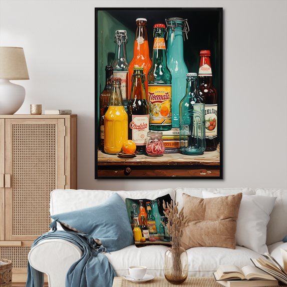 Designart "Pop Art 1950S Soda EFlow II" Modern Floater Framed Wall Decor