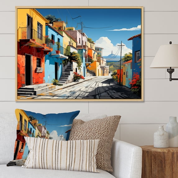 Designart "Pop Art Athens I" Athens Floater Framed Canvas Wall Art