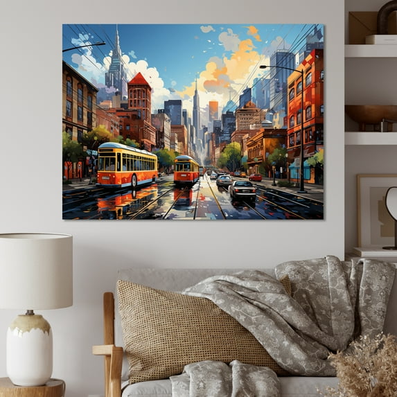 Designart "Pop Art Atlanta III" Cityscapes Wall Art Print