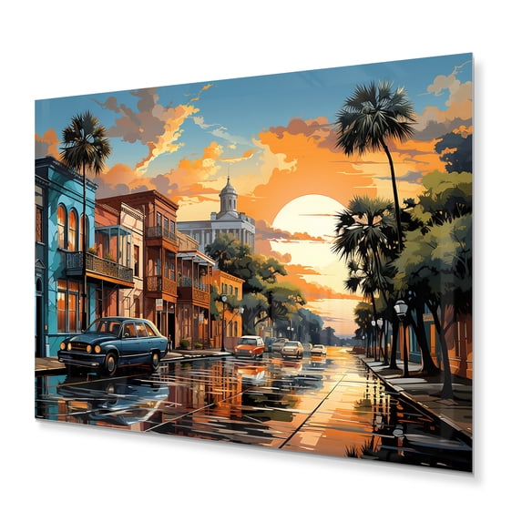 Designart "Pop Art Charleston III" Cityscapes Metal Wall Art Prints