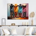 thumbnail image 1 of Designart "Pop Art Depiction of Cowboy Hats and Boots" People Wall Art - Mid-Century Blue Cowgirls Living Room Canvas Art, 1 of 4