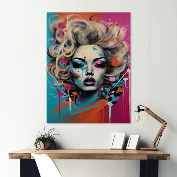 Designart "Pop Art Depiction of a Vintage Character III" Fashion Woman Metal Art Print