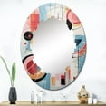 thumbnail image 1 of Designart "Pop Art Geometric euphony I" Modern Round Wall Mirror - Fashion Oval Printed Decorative Oversized Mirror - Multiple Color Options, 1 of 4