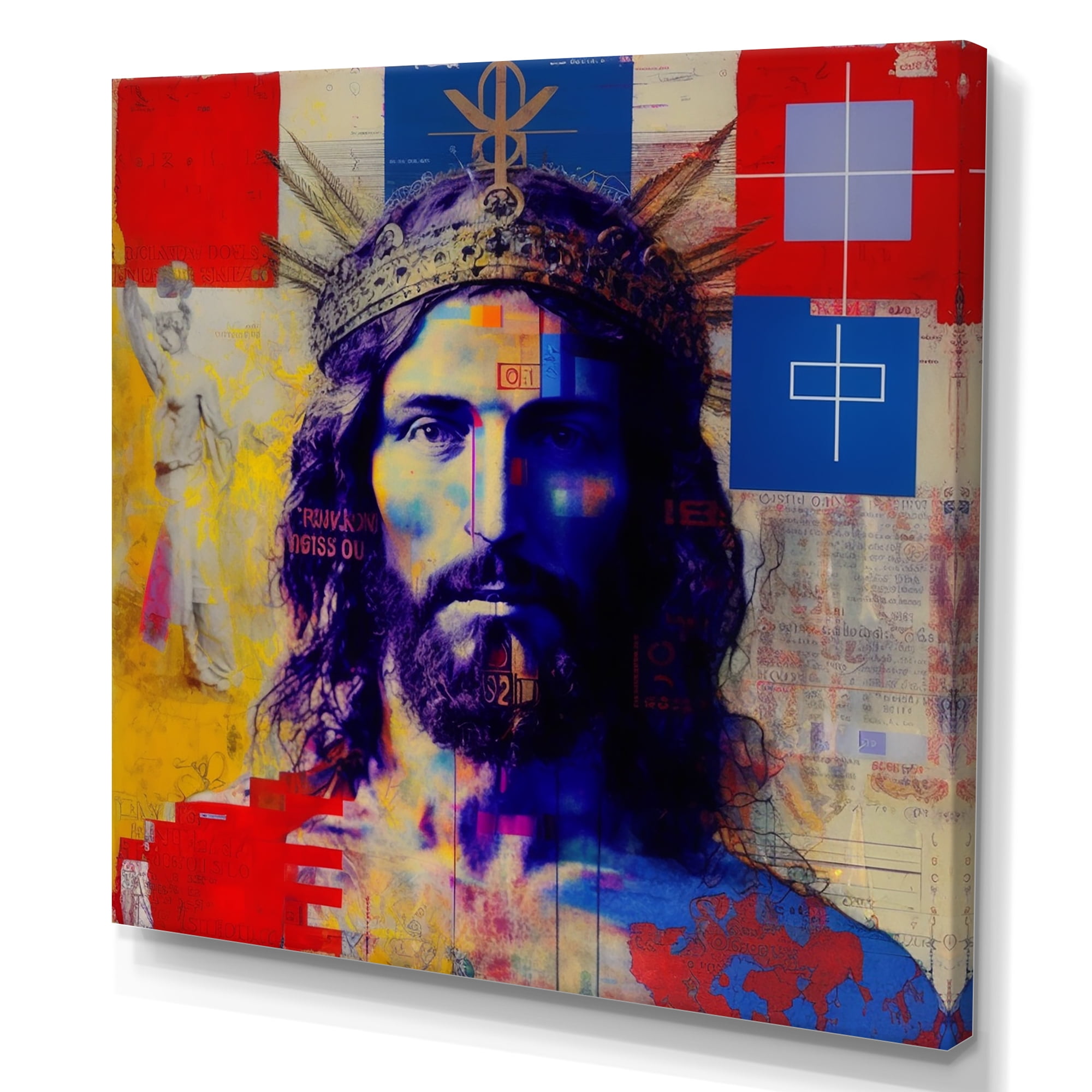 Multicolor Cotton Canvas Jesus Portrait Wall Art