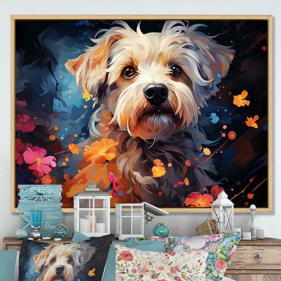 Designart "Pop Art Magic Of Maltese II" Animals Dog Floater Framed Canvas Prints