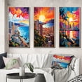 thumbnail image 1 of Designart "Pop Art Maui III" Cityscapes Framed Wall Art Set Of 3 - Multi-Color Maui Frame Gallery Wall Set For Home Decor, 1 of 7