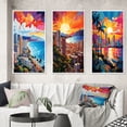 thumbnail image 1 of Designart "Pop Art Maui III" Cityscapes Framed Wall Art Set Of 3 - Multi-Color Maui Frame Gallery Wall Set For Home Decor, 1 of 7