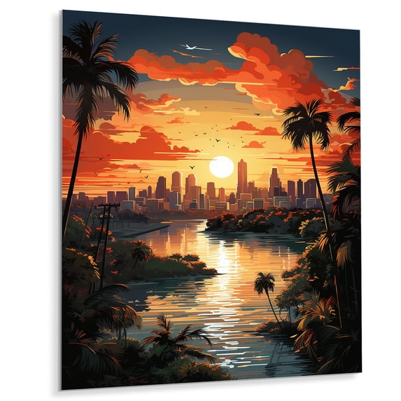 Designart "Pop Art Miami II" City Miami Metal Art Living Room