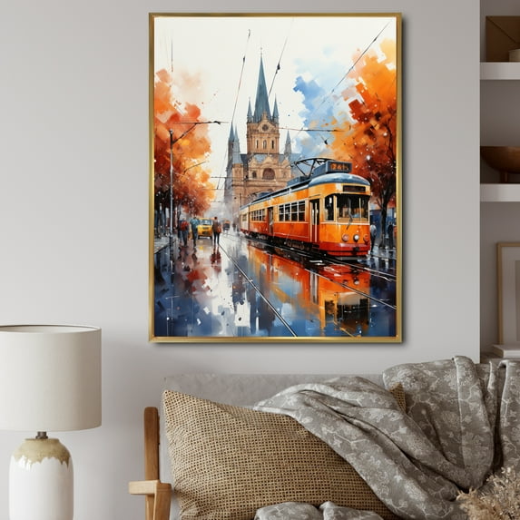 Designart "Pop Art Milan I" Cityscapes Floater Framed Canvas Print