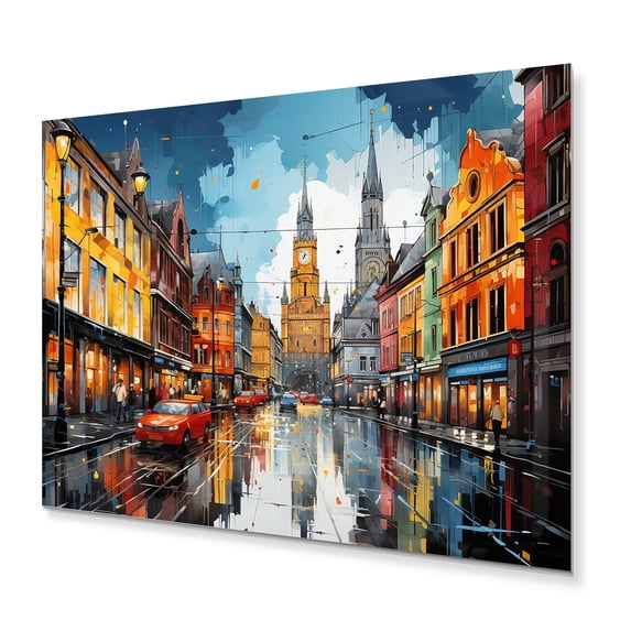 Designart "Pop Art Munich III" Cityscapes Metal Wall Art