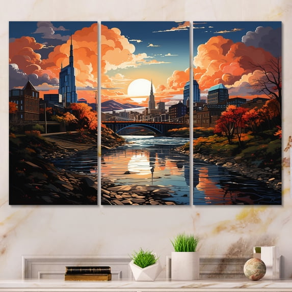 Designart "Pop Art Nashville III" Nashville Metal Wall Art Set