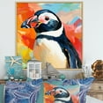 thumbnail image 1 of Designart "Pop Art Penguin Parade I" Animals Framed Wall Art - White Penguin Entryway Framed Wall Art Print, 1 of 6