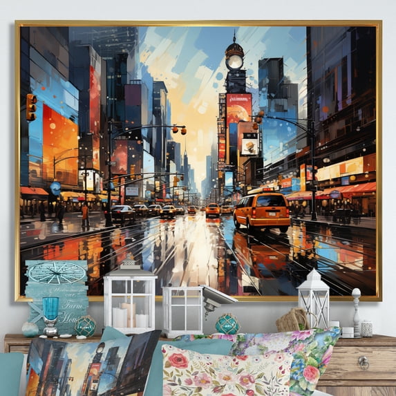 Designart "Pop Art Philadelphia II" Cityscapes Floater Framed Canvas Print