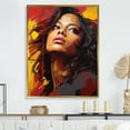 thumbnail image 1 of Designart "Pop Art Portrait Of Beyonce In Burgundy I" Celebrity Floater Framed Wall Art Living Room, 1 of 5