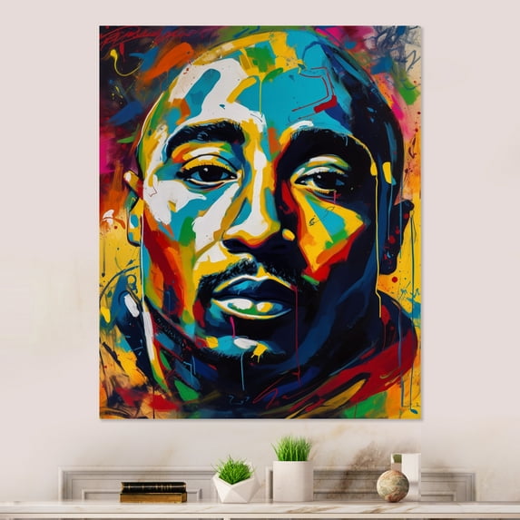 Designart "Pop Art Portrait of the Singer 2Pac I" Celebrity Metal Art Print