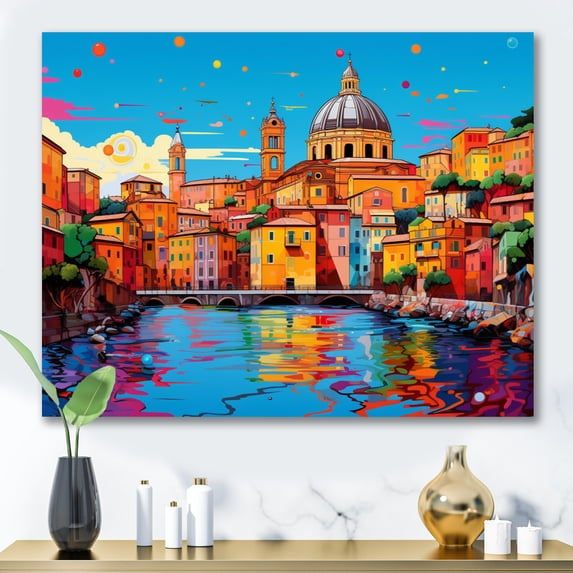 Designart "Pop Art Rome I" Rome Canvas Art Print