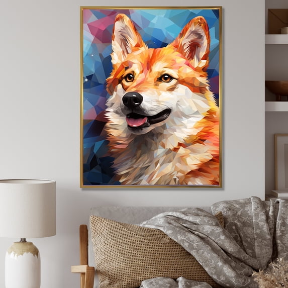 Designart "Pop Art Spirit Of Shiba Inu I" Animals Dog Floater Framed Wall Art Living Room